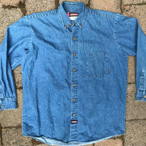 Dickies Long Sleeve Button-Down Denim Shirt LARGE