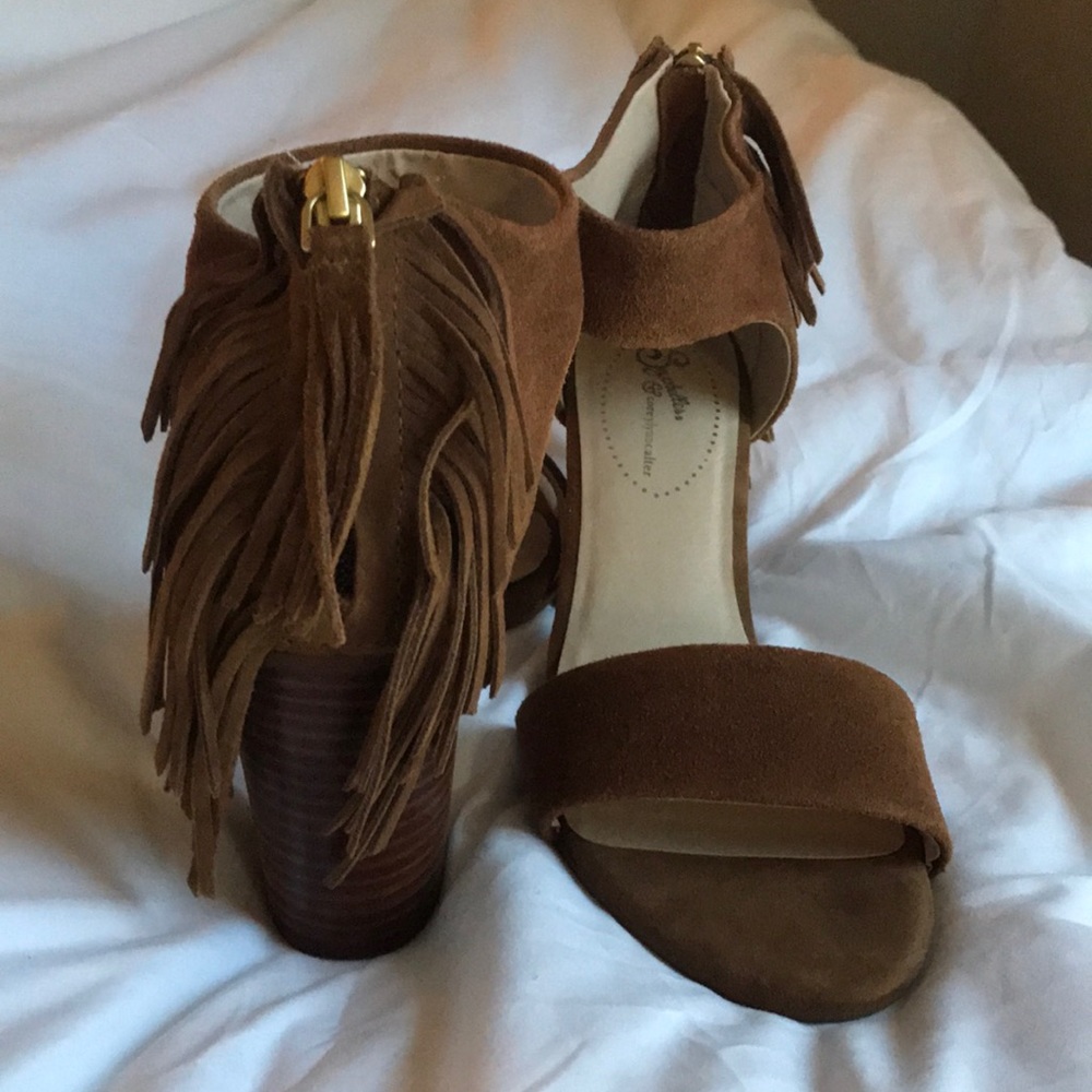 Seychelles leather suede block heel with tassels