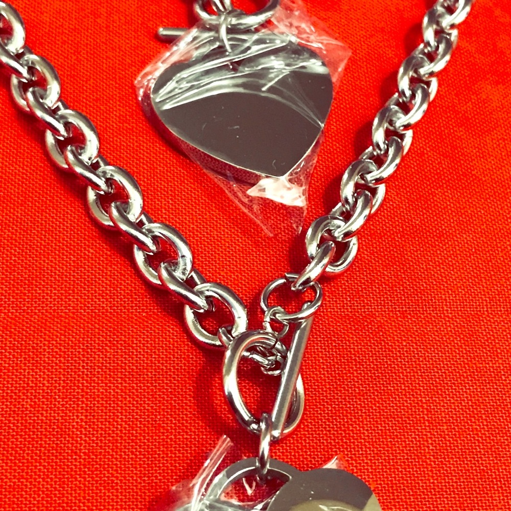 Tiffany Style Heart Bracelet and Necklace Set