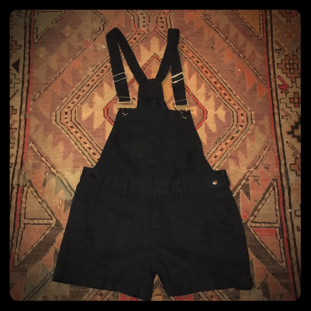 Denim overall shorts