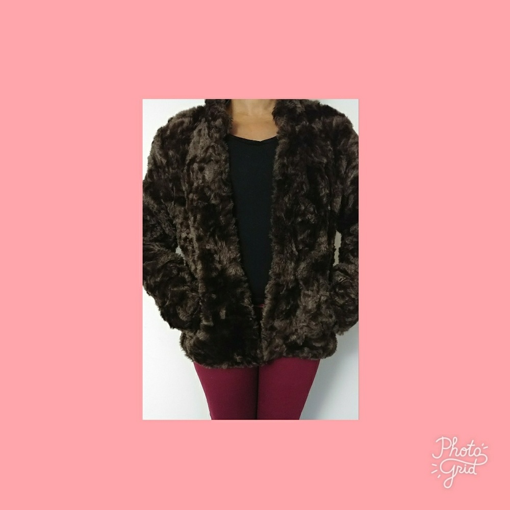 new H&m Brown faux fur jacket