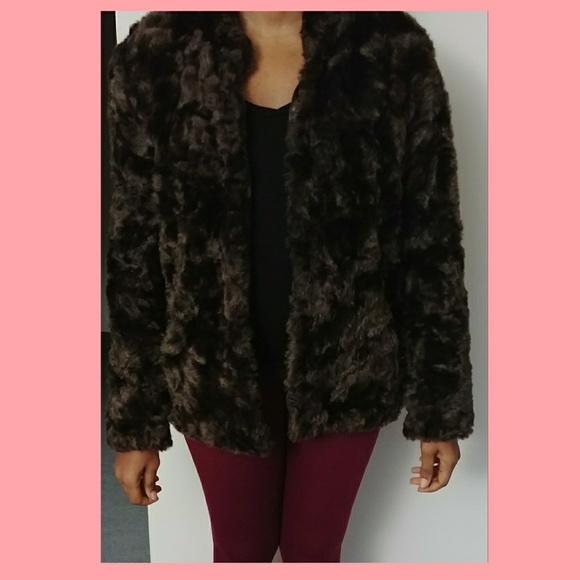 new H&m Brown faux fur jacket - Picture 2 of 4