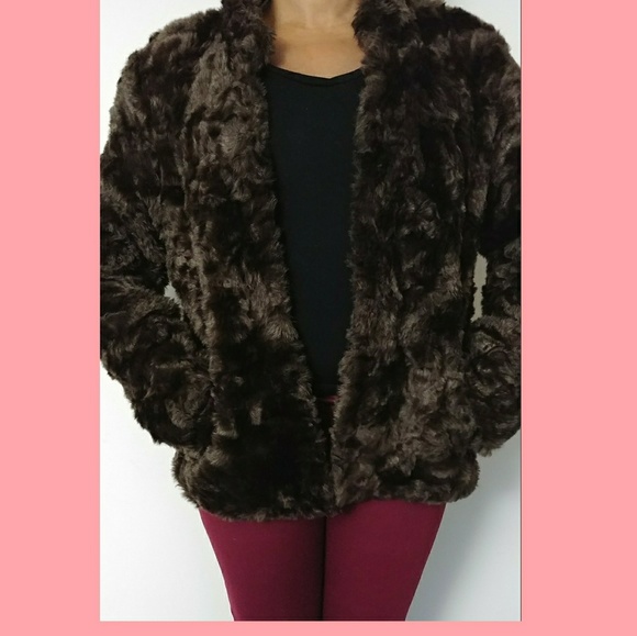 new H&m Brown faux fur jacket - Picture 3 of 4