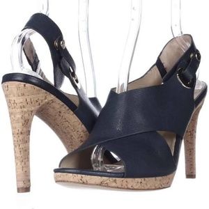 Via Spiga Onitta Heels, Black Leather and Cork