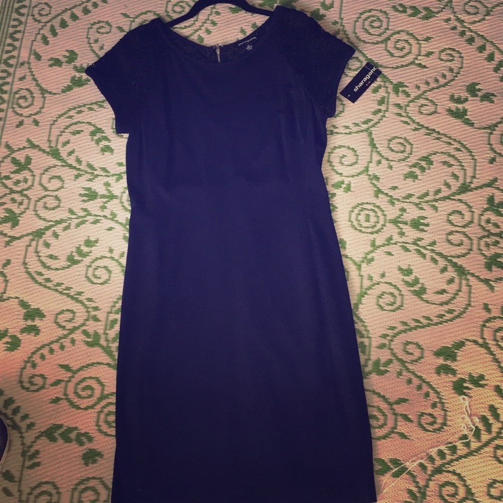 NWT Blue with black lace shoulder dress