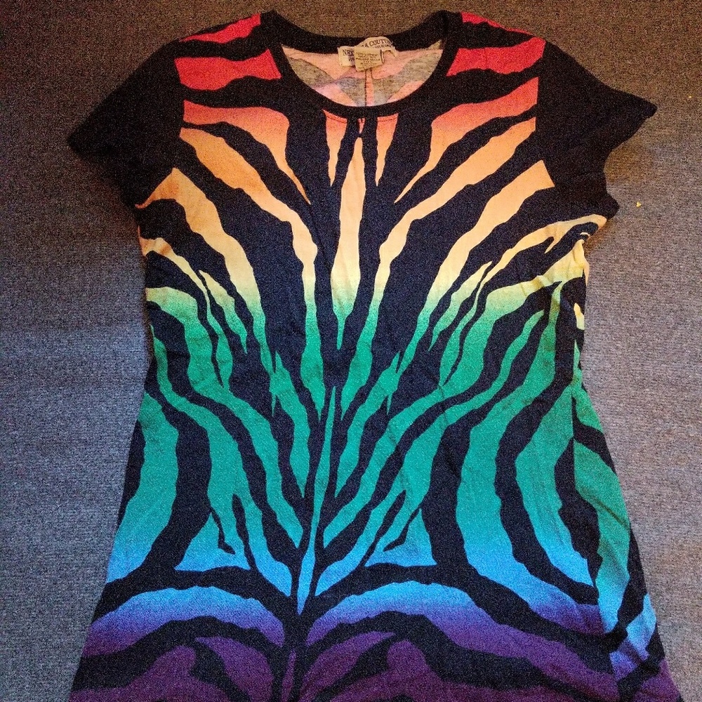 Next Era Couture Rainbow tiger/zebra t-shirt