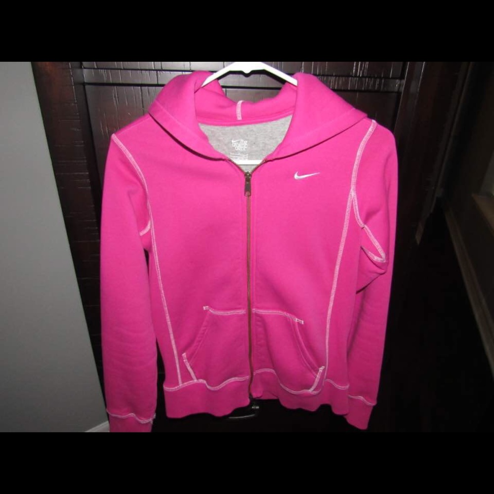 Pink Nike zip up with hood