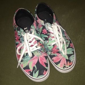 Floral Vans Pink Green and Black