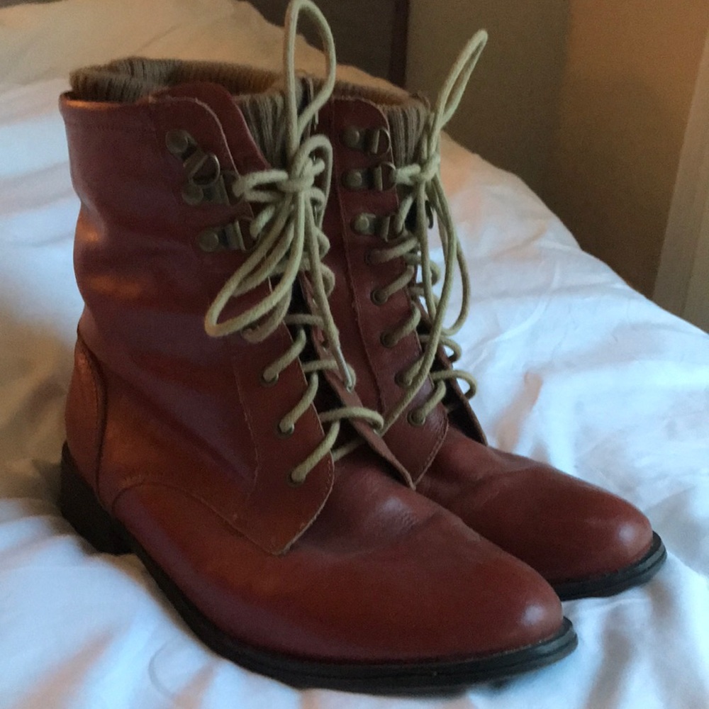 Leather laceup booties