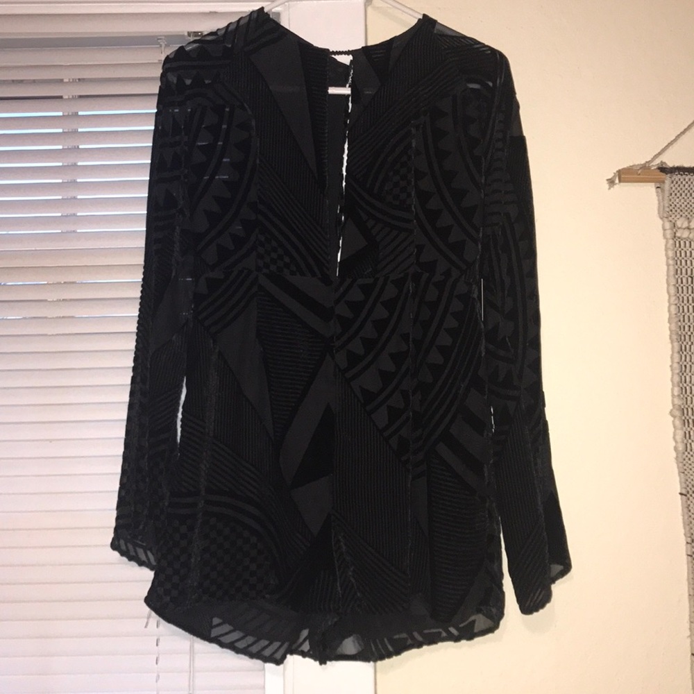 Lulus Black Velvet Long Sleeve Romper