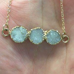 Three Stone Druzy necklace