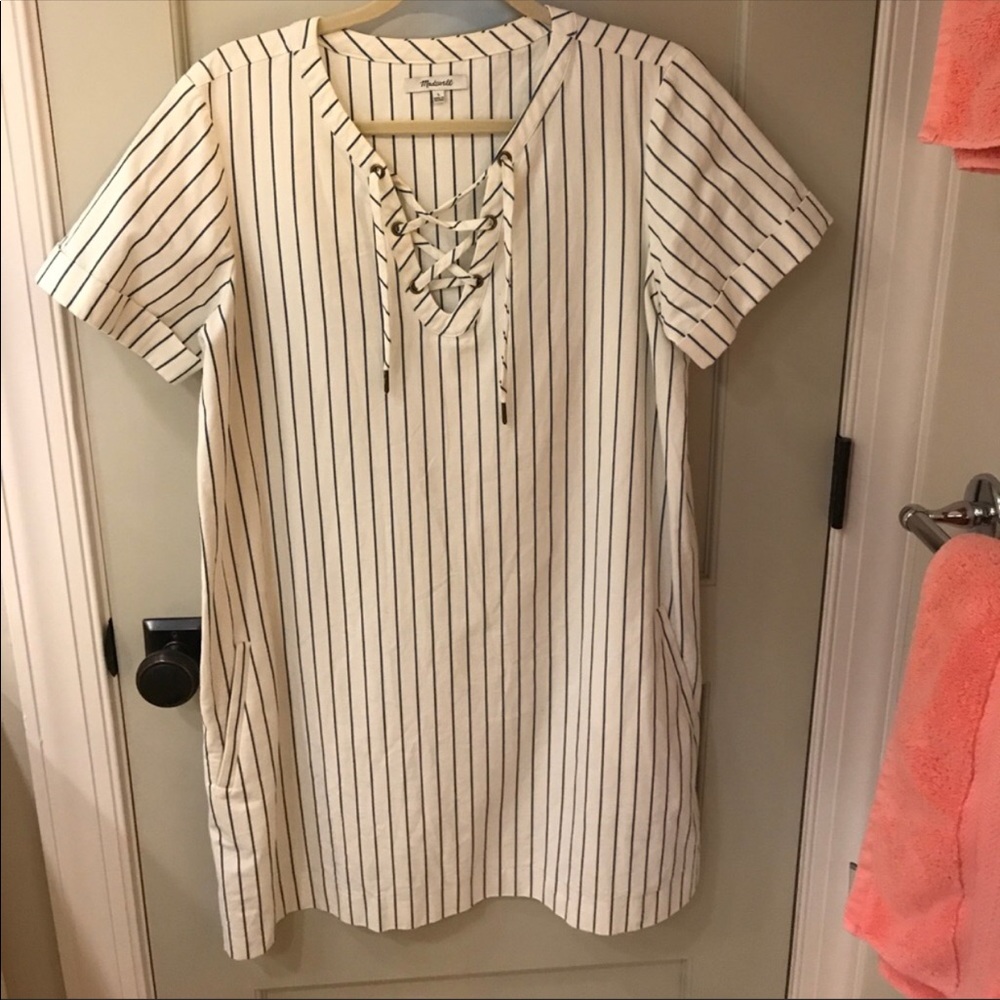 Madewell Blue/White stripe pullover dress