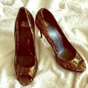 Truth or Dare by Madonna Gold Lace Heels