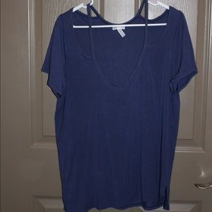 PINK Navy Cold Shoulder Comfy Tee