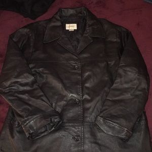 Black trench coat leather
