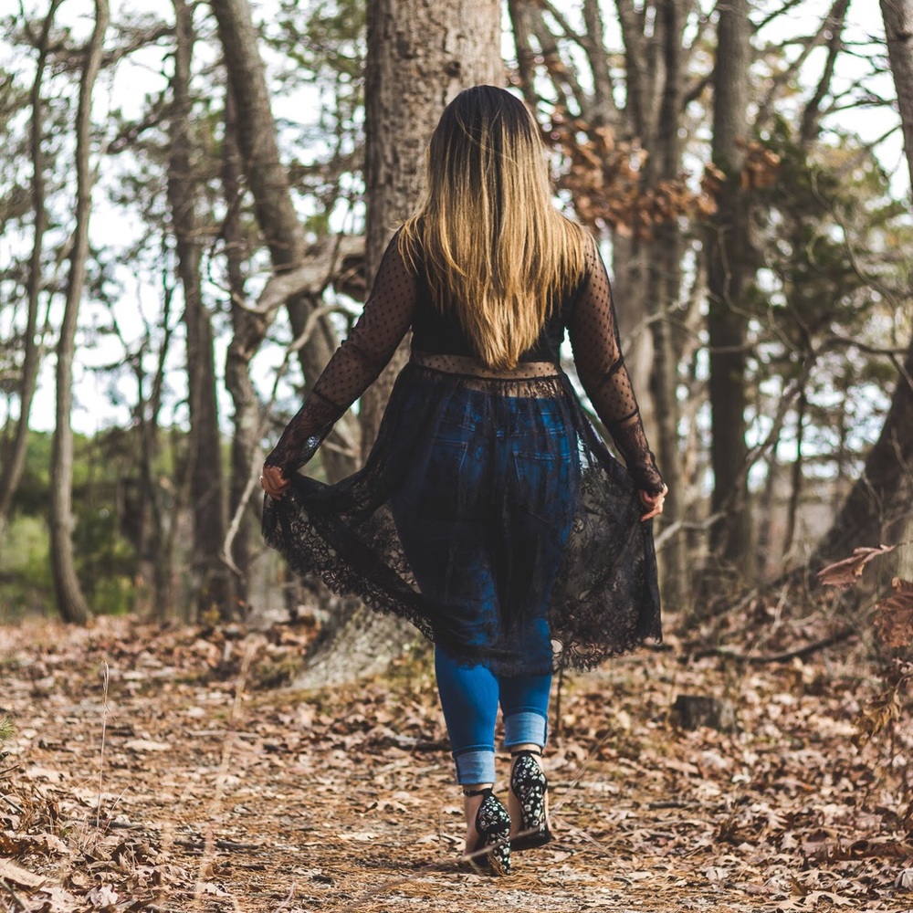 Floral/Polka Dot Lace Maxi Top