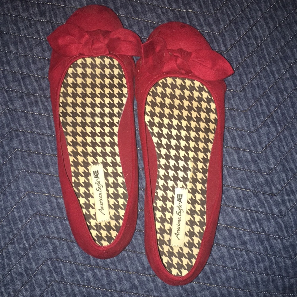 American Eagle Red Bow Ballet Flats