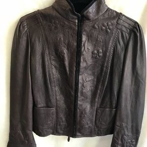 Elie Tahari brown leather jacket