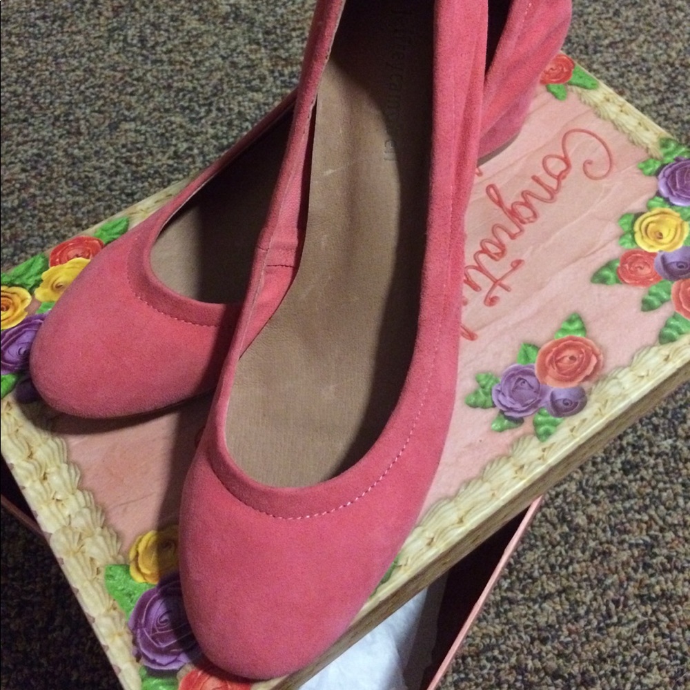 Jeffery Campbell chunky dark coral suede heels