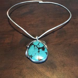 Genuine authentic turquoise and silver necklace.