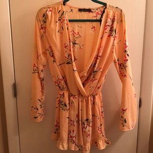 Honey Punch peach floral romper