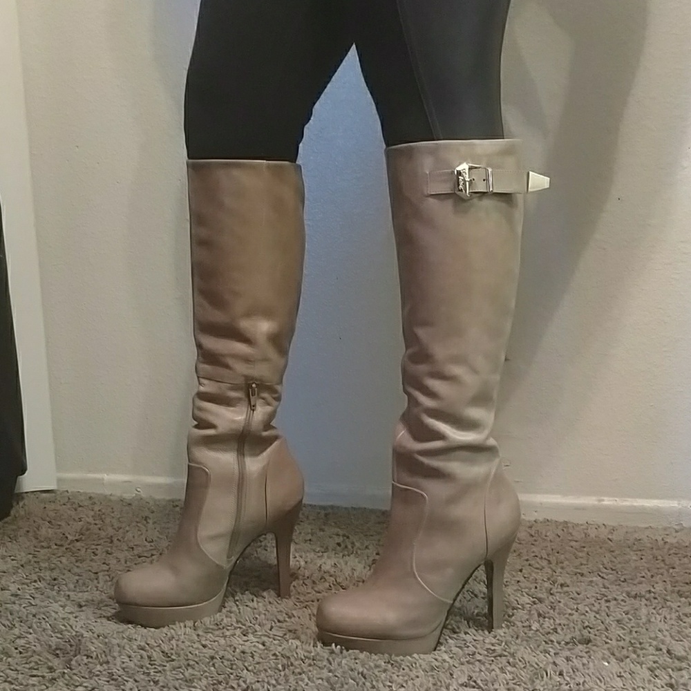 Betsey Johnson Tall Tan Boots