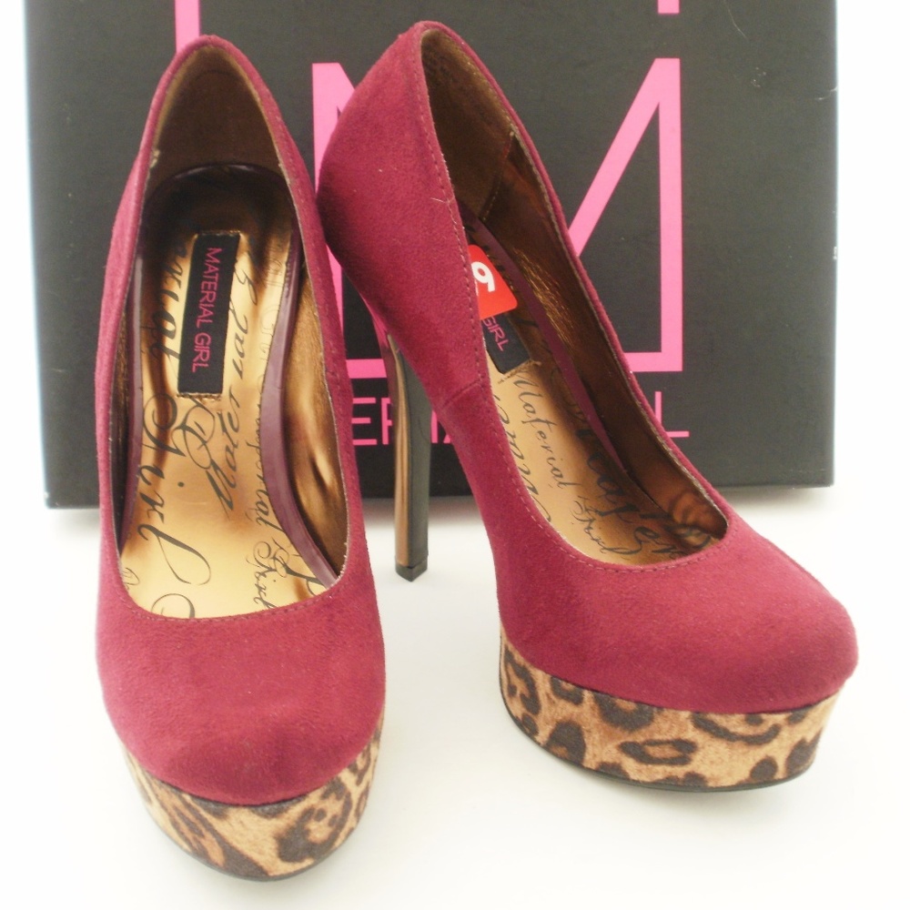 Material Girl Muse Wine Leopard Platform Pump Heel