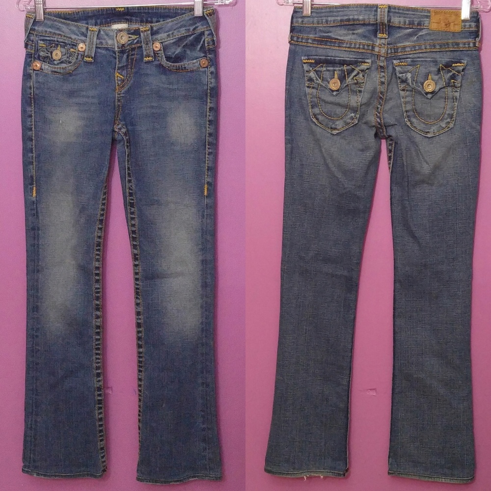 TRUE RELIGION World Tour Distressed Low Rise Jeans