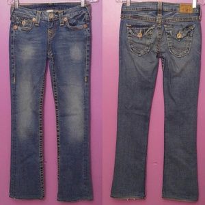 TRUE RELIGION World Tour Distressed Low Rise Jeans