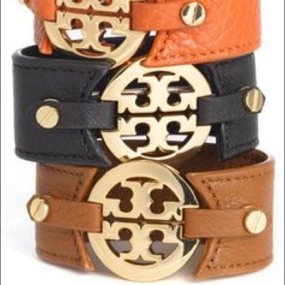 Tory Burch Jewelry - Tory Burch leather logo cuff bracelet