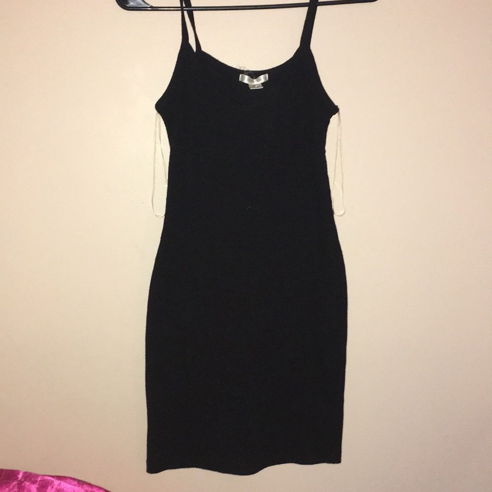 simple black spaghetti strap mini dress