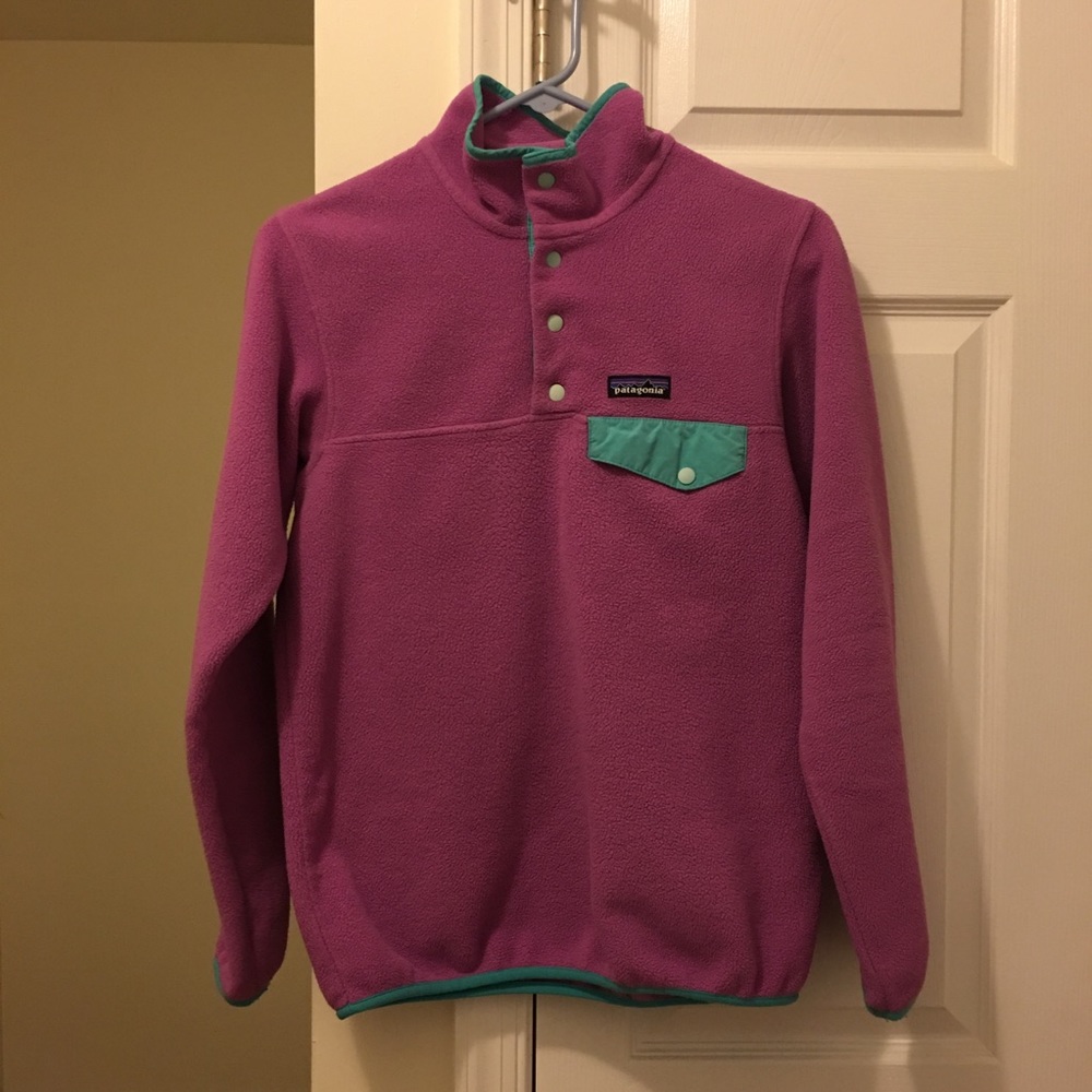 Bright Lilac and Turquoise Patagonia Synchilla
