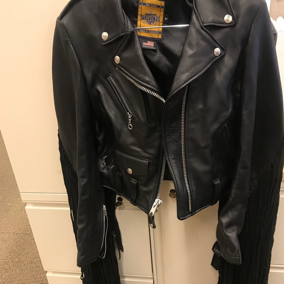 leather jacket fringe sleeves