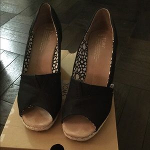 Toms Peep Toe Canvas Wedges
