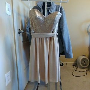 Strapless Gold Sequin Dress