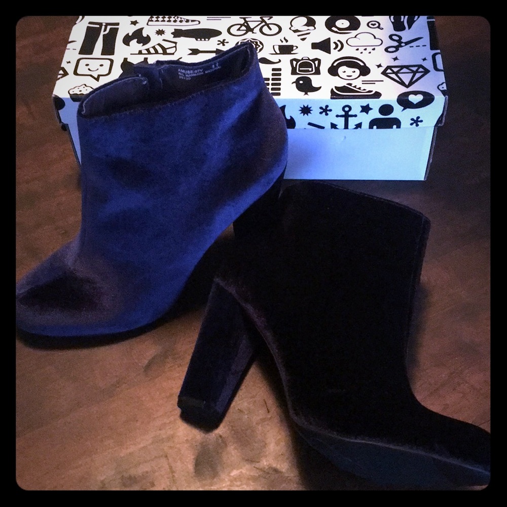 Asos blue velvet booties