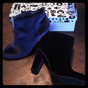Asos blue velvet booties