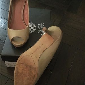 Vince Camuto Peep Toe Nude Pumps