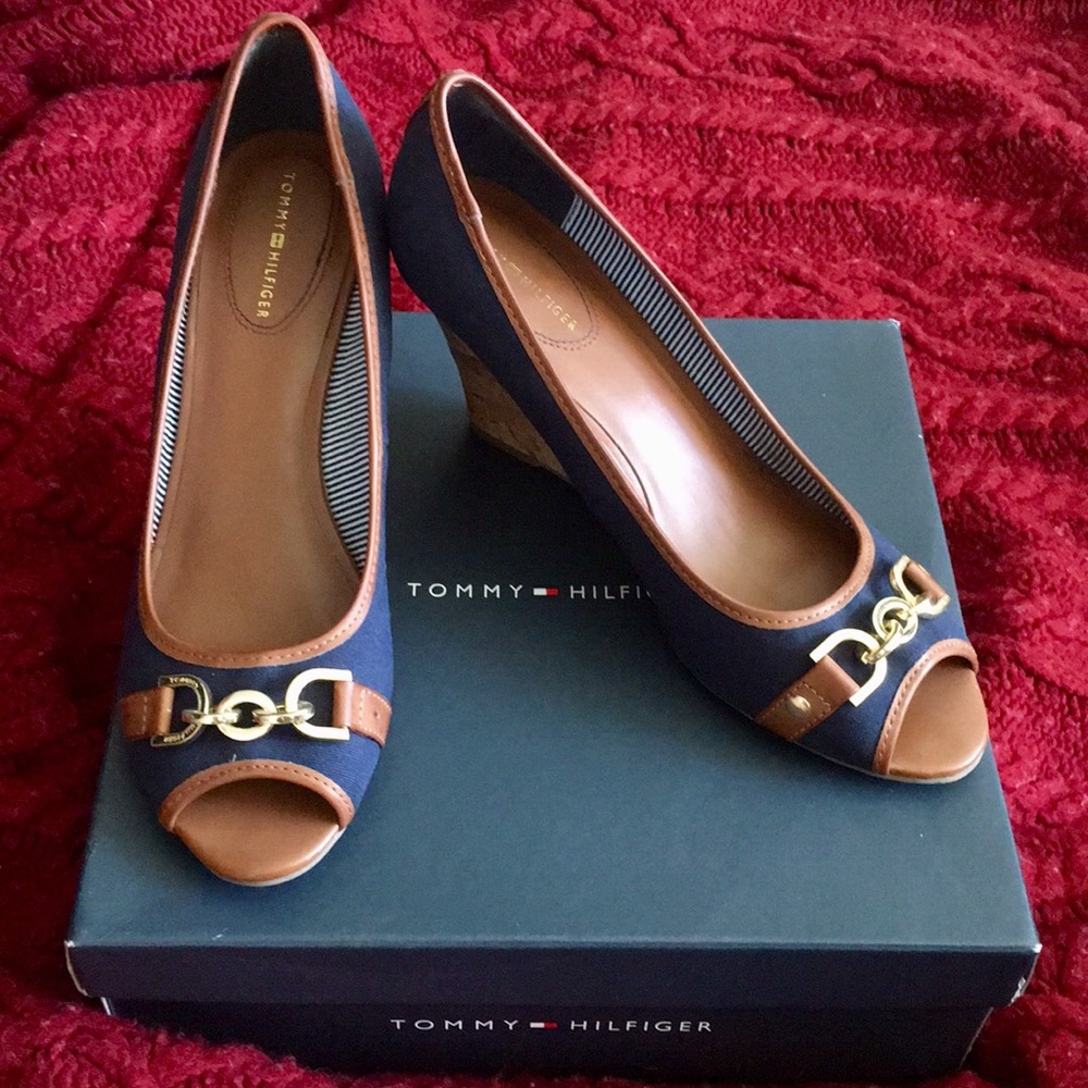 Tommy Hilfiger Navy Blue Wedges