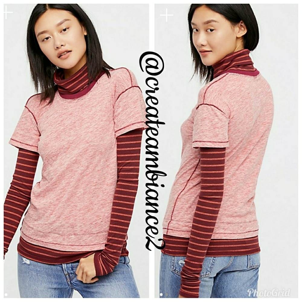 Free People Turtleneck Twofer Top - Picture 2 of 6