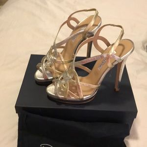 NWT Oscar De La Renta Metallic High Heel Sandals
