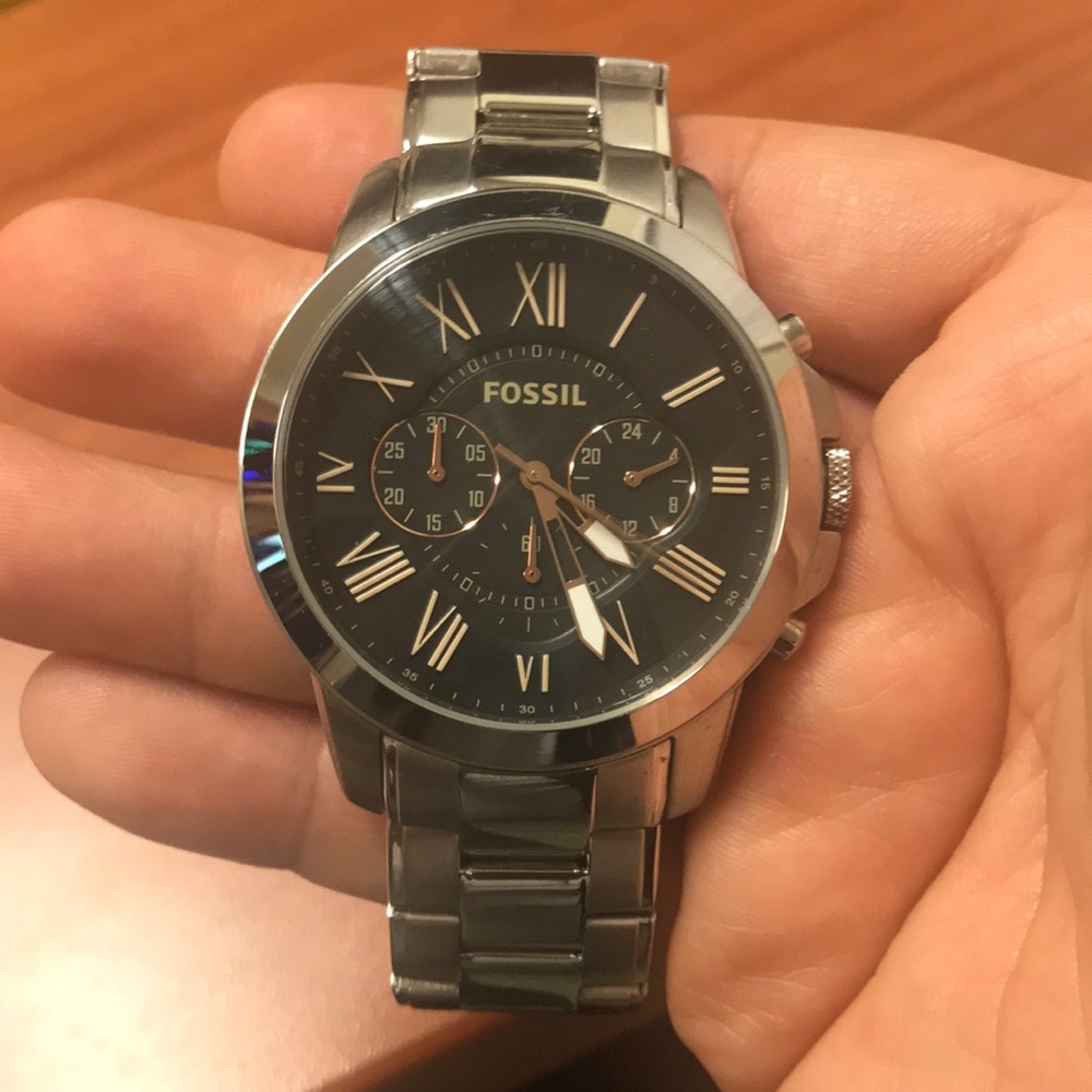 Stainless steel Fossil watch.