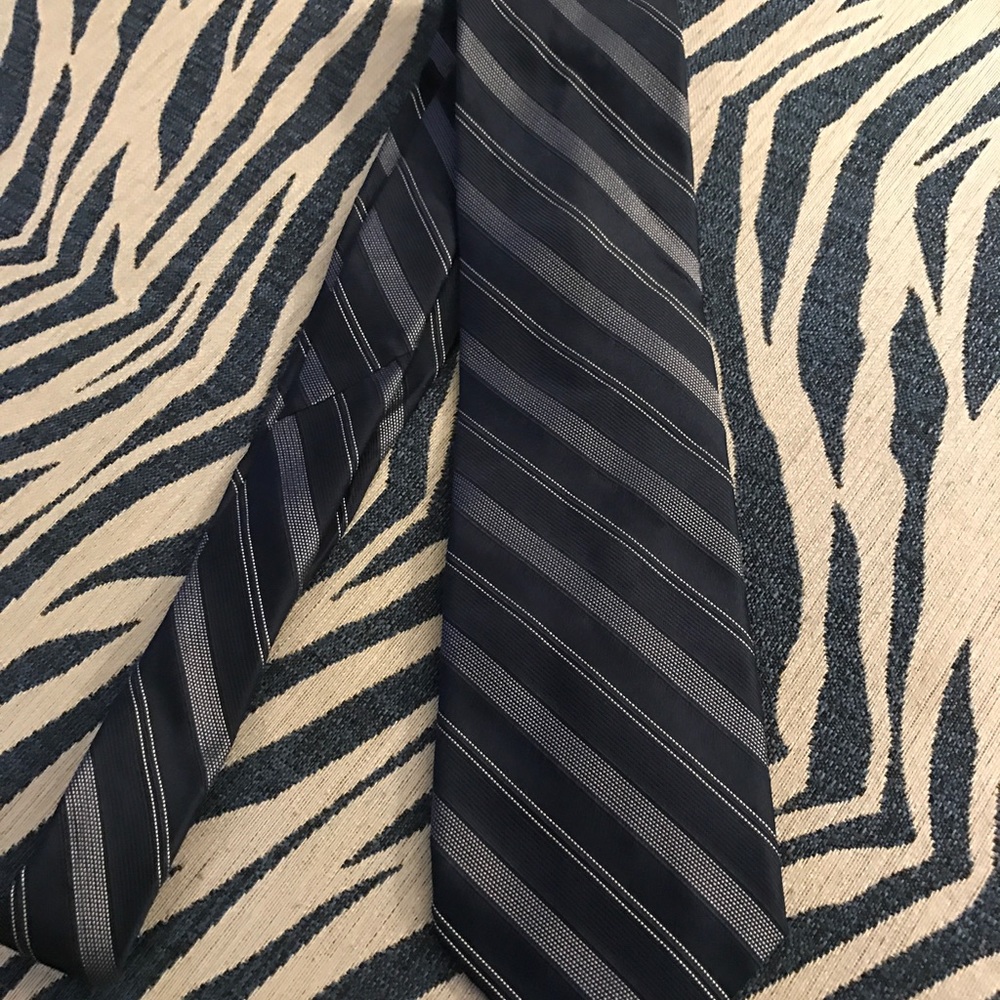 DKNY Navy and White Striped Tie.