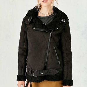 Silence + Noise Faux Suede/Shearling Biker Jacket