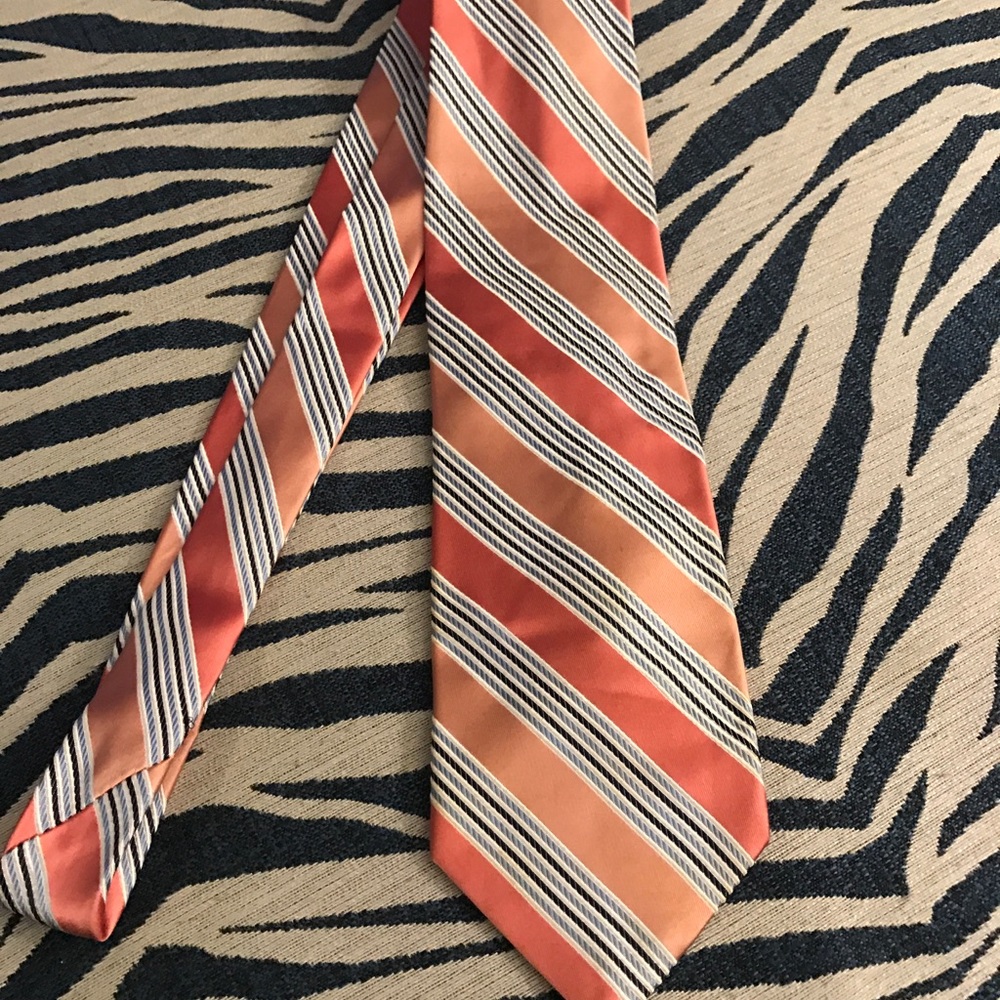Club Room Orange and Blue and White striped tie.