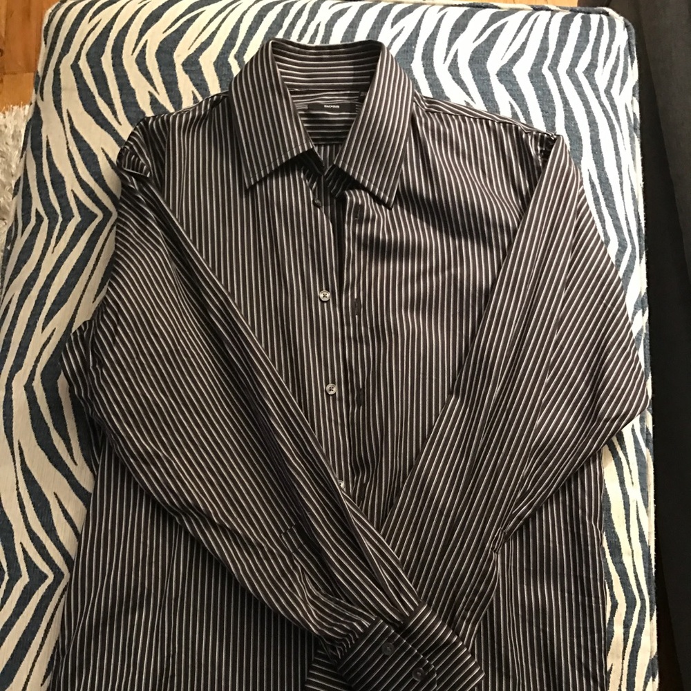 Hugo Boss Black and White Striped Shirt.