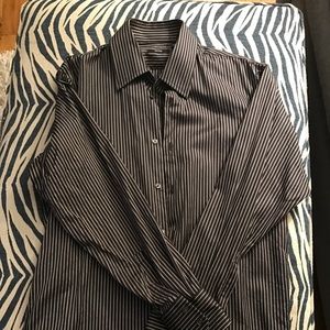 Hugo Boss Black and White Striped Shirt.
