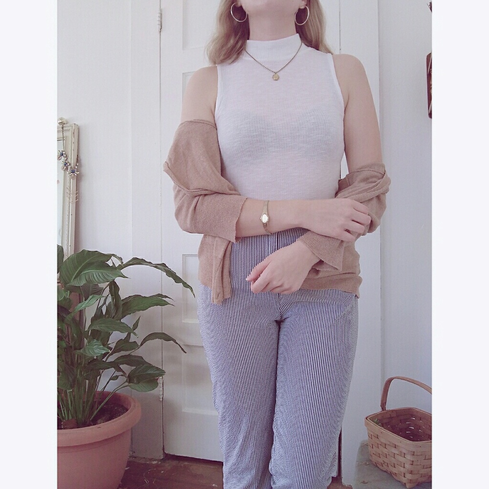 White Sleeveless Mock Neck Top