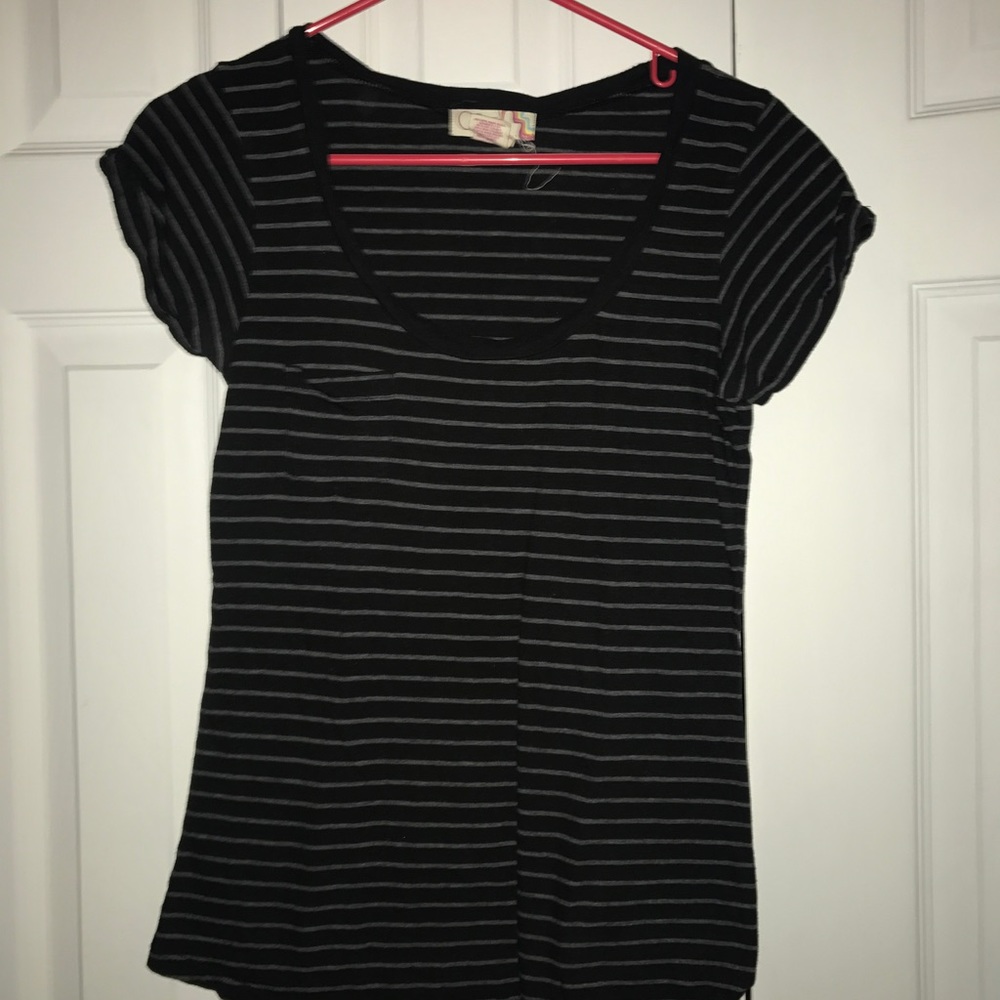 Black striped crew neck