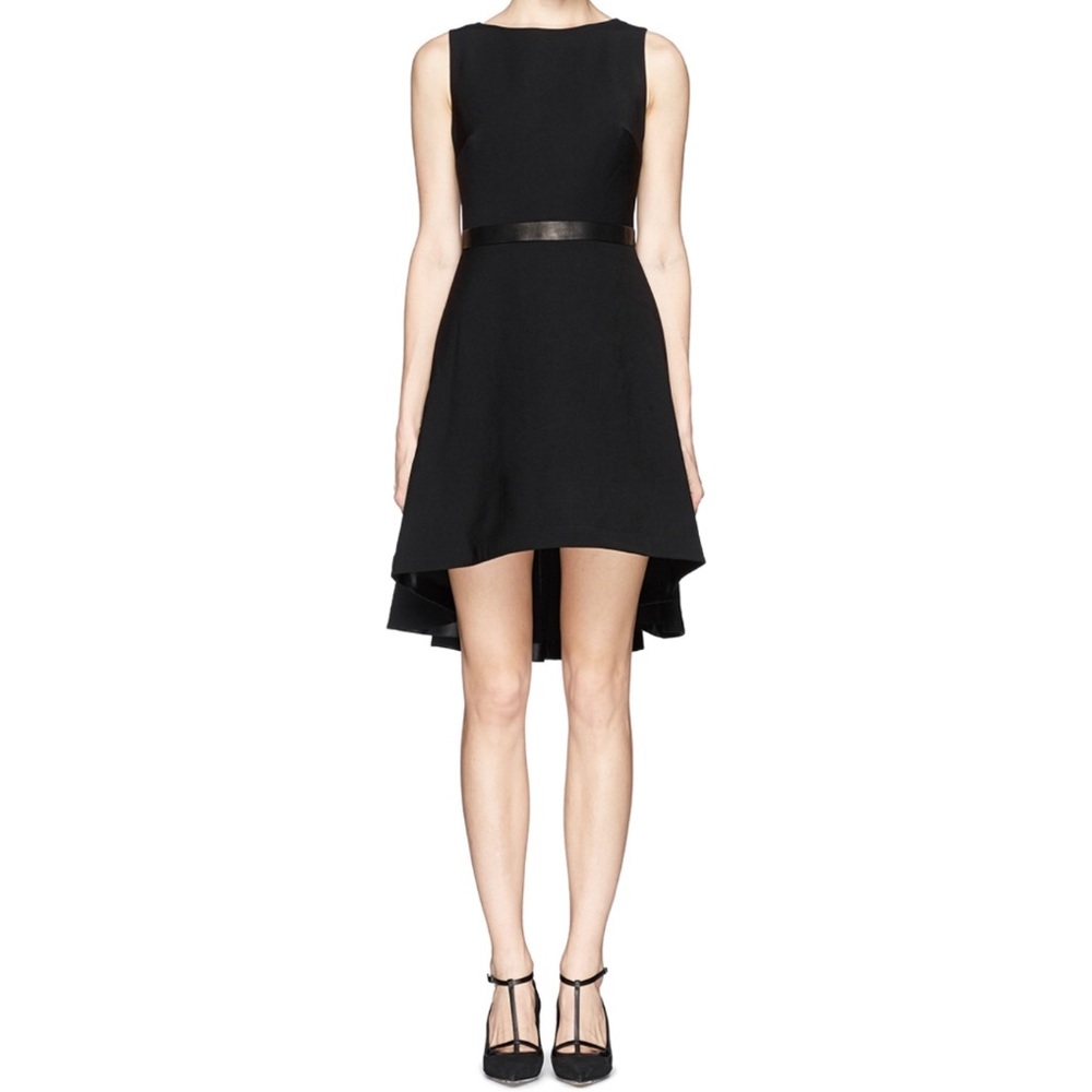 Alice + Olivia Black Colby High-Low Cascade Dress